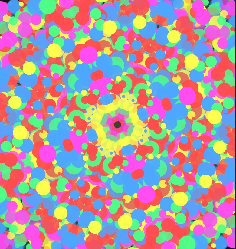 I messed around with the spawn rate too much because I thought there weren’t enough shapes, and it made the entire screen look like this.