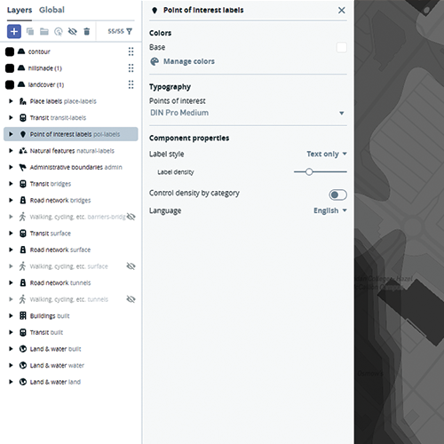 I went through the layers of the map and disabled certain data from being seen so that the terrain layers would pop more.