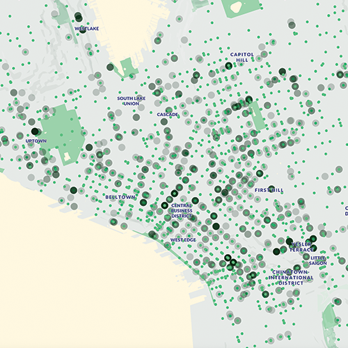 Final bivariate map of alarms vs medical responses in Seattle.