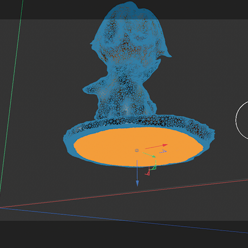 I struggled to select the entire bottom of the figure to change its material since the mesh was so dense with polygons, but I eventually got it and added a material to it.