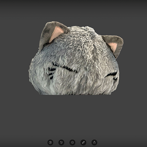 The cropped cat plushie in scaniverse after scanning it.