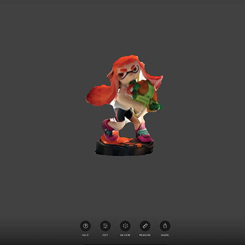 Front angle of the inkling after first scanning it in class. I didnt like the face being so flat and wanted to edit it.